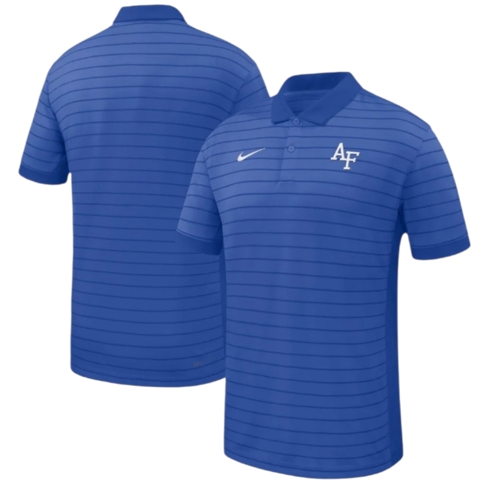 Nike Men's Royal Air Force Falcons Performance Polo Blue Stripe Mediun